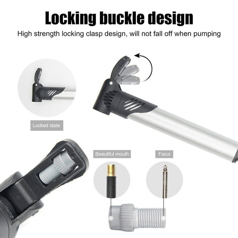 

Portable Mini Bike Pump Aluminum AlloyBicycle Hand Air PumpTire Inflator Schrader Presta Valve MTB Mountain RoadCycling Pump