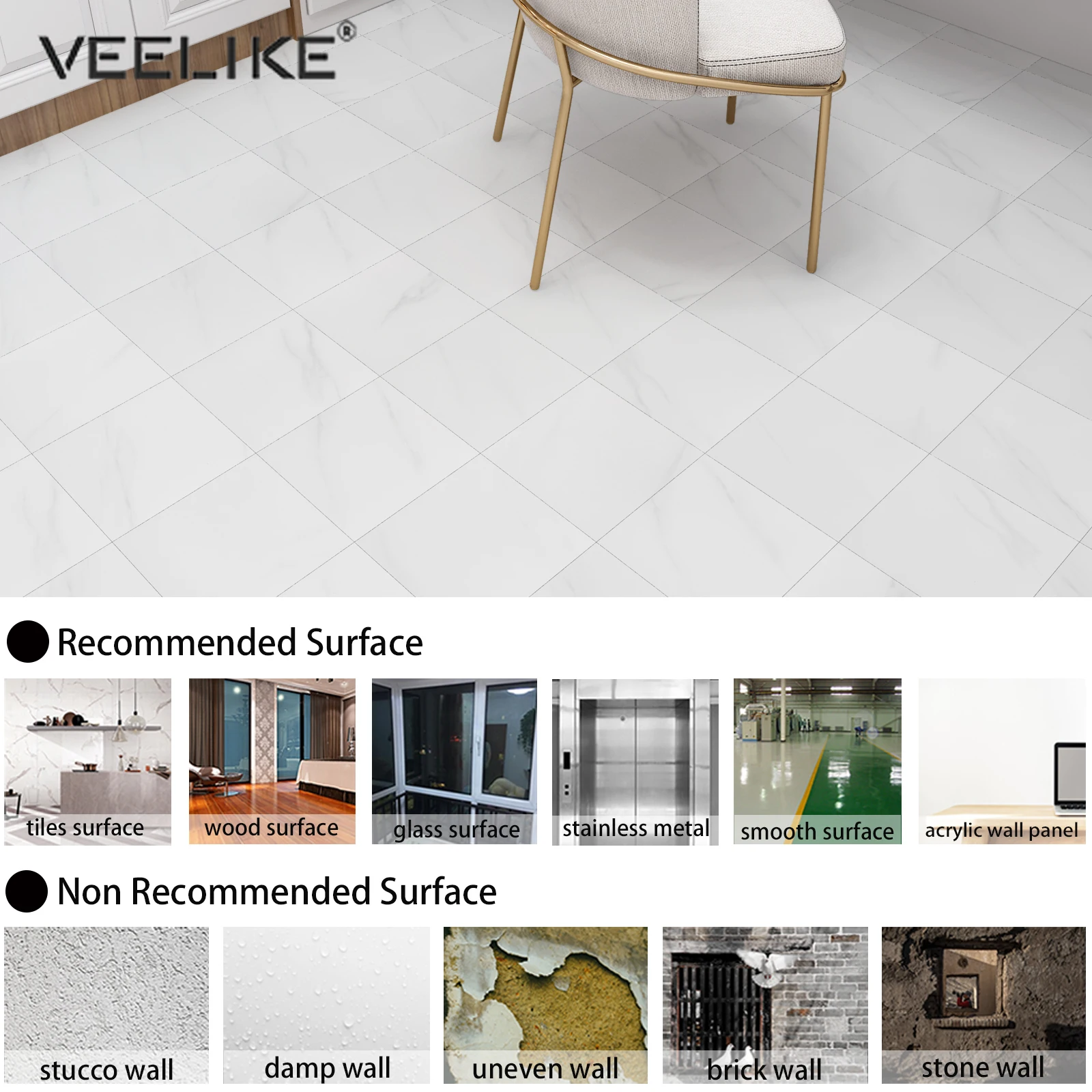 

Marble Waterproof Wallpapers Peel and Stick Adhesive Vinyl Panel Tiles for Living Room House Decorative Removable Contact Paper