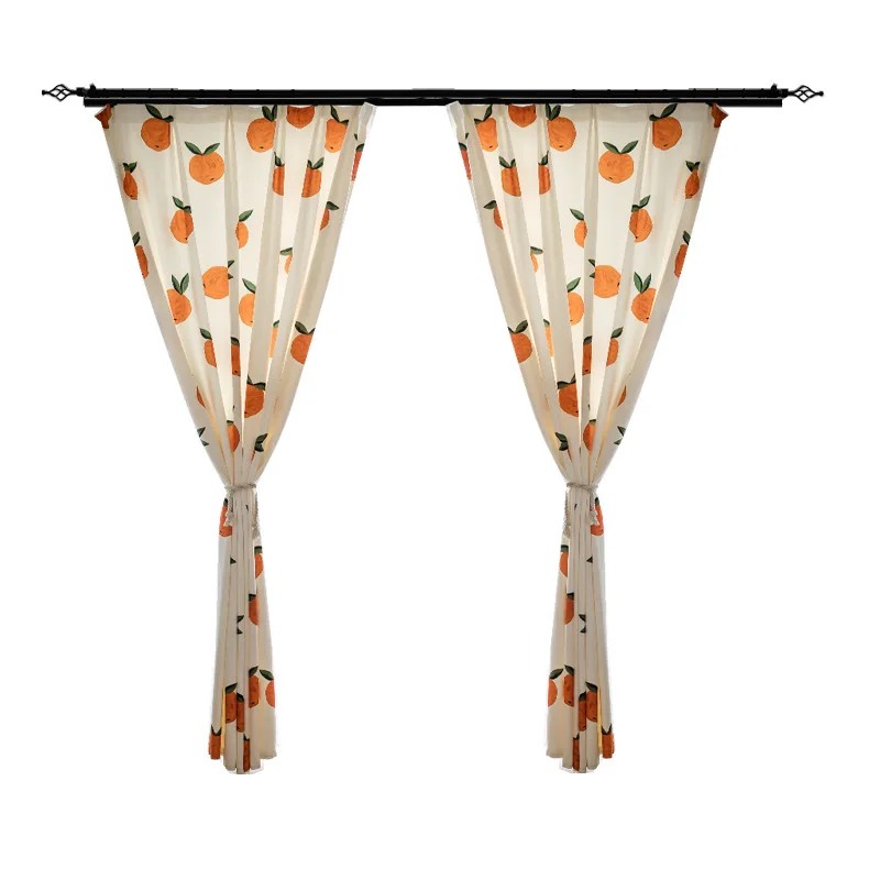 

Summer Small Fresh Curtains Simple Half Shadow Hand Drawn Illustration Citrus Curtains Living Room Dining Room Bedroom