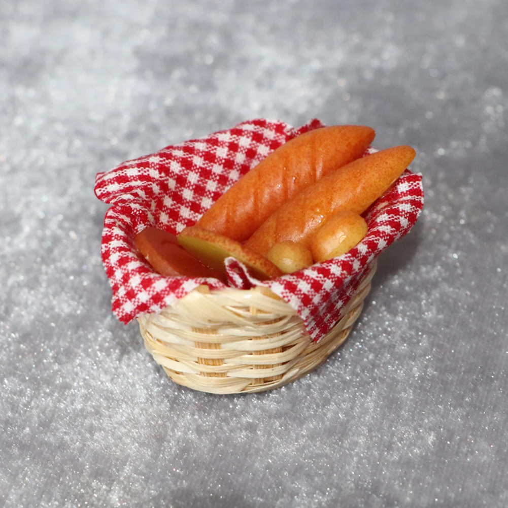 1 шт. 1/12 детский имитационный хлеб Бамбуковая модель корзины для хранения