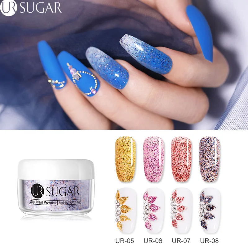 Ur Sugar 5 мл сверкающий 3 в 1 погружающийся порошок для ногтей акриловый порошок для резьбы наращивание ногтей блеск пигмент украшение ногтей кончик
