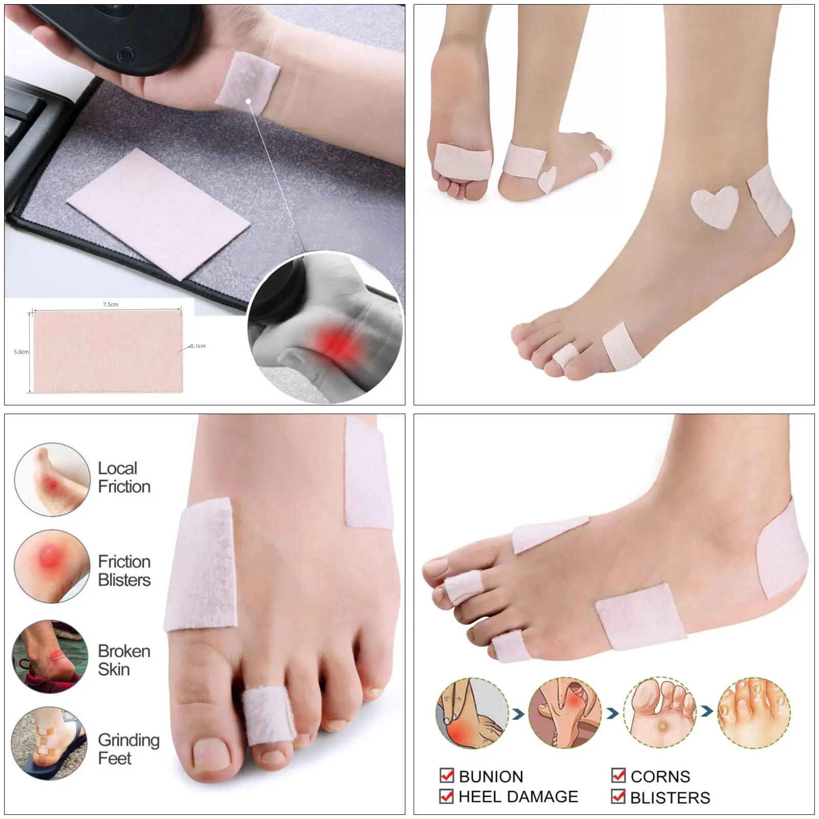 

25 Pieces Multifunction Shoe Heel Pad Tape Reduce Friction Pain for Boots