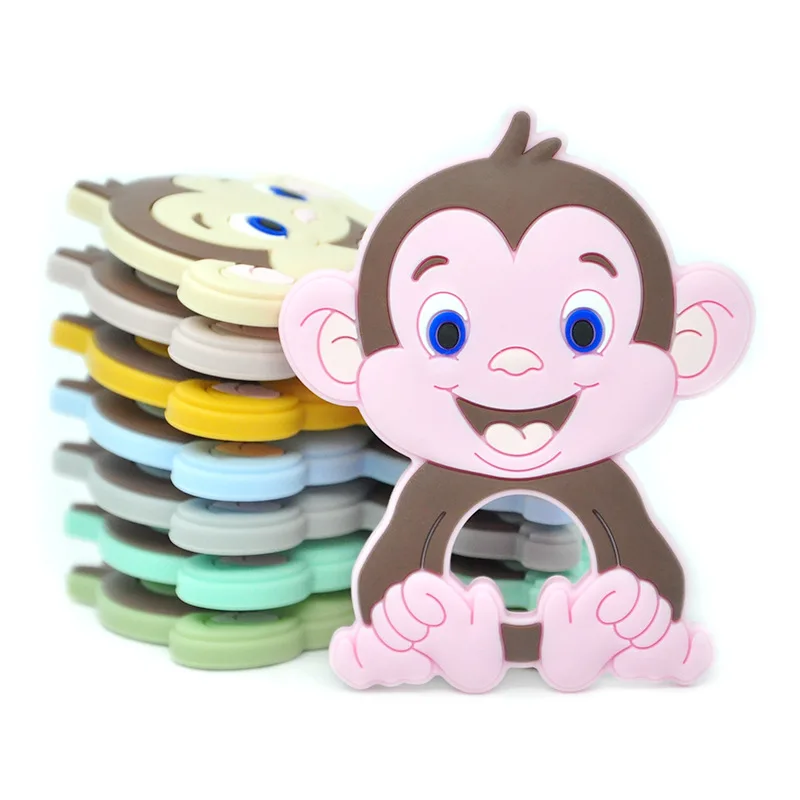 

1pc Silicone Teether Baby Cartoon Animal Monkey BPA Free Food Grade Pendant Baby Teething Toy Infant Pacifier Chain