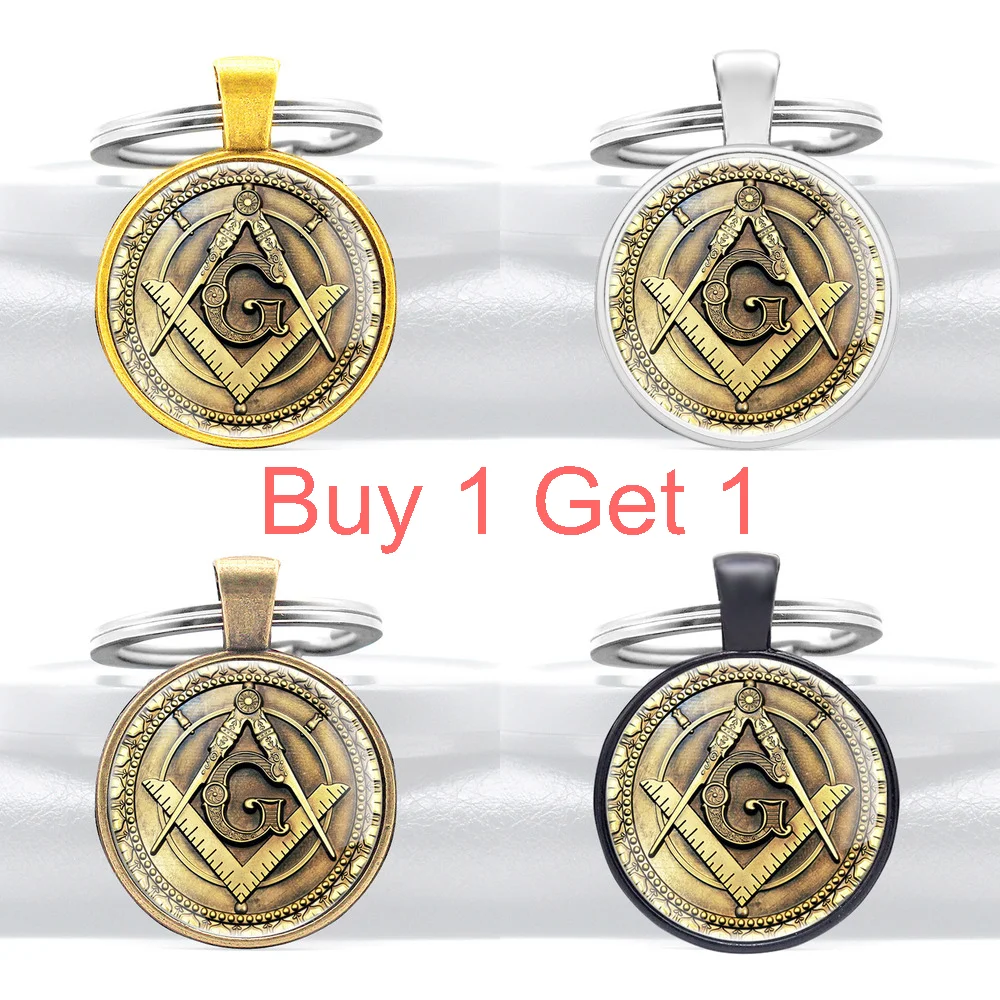 Buy 1 Get 1 Retro Free and Accepted Masons Design Pendant Key Rings Charm Men Women Masonic Key Chain
