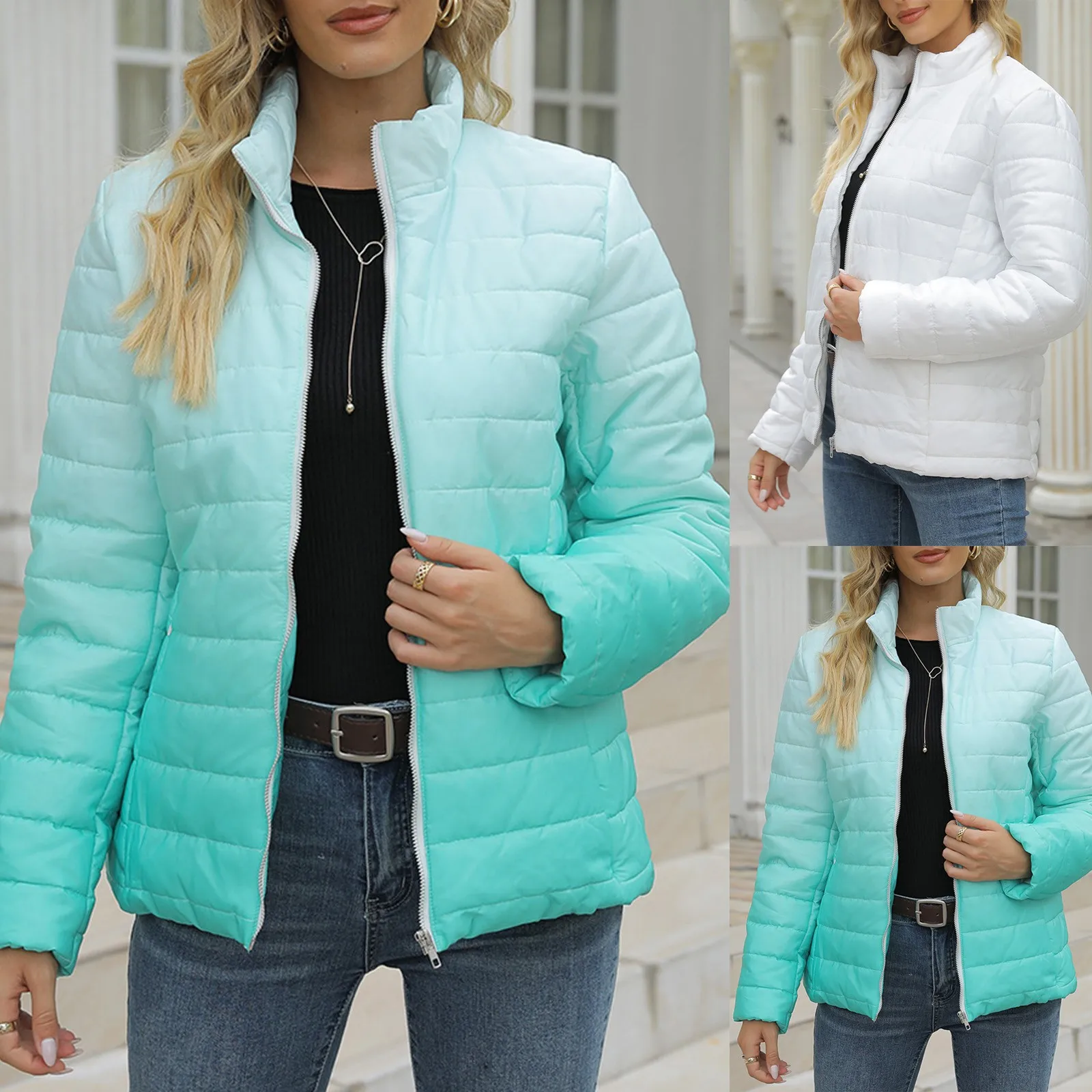 

Светильник Кая Базовая стеганая куртка с капюшоном для женщин, пальто на молнии с длинным рукавом и карманами, стеганые куртки, двусторонне...