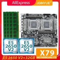 jginyue x79 dual cpu motherboard lga 2011 set kit with xeon e5 2650 v22 processor and ddr3 32gb48gb reg ecc memory x79 d4