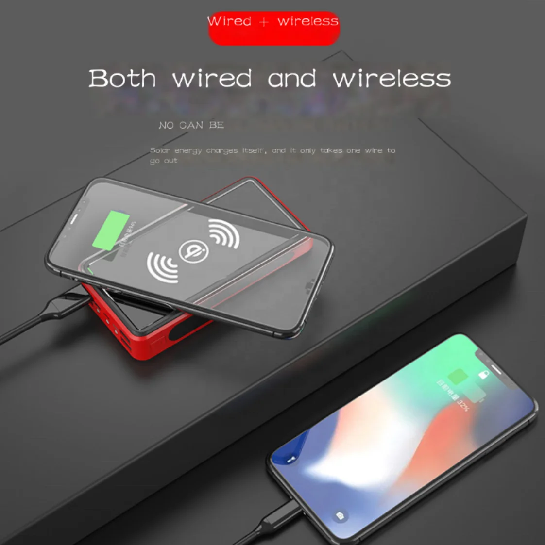 Блок питания 30000 мА/ч портативное зарядное устройство солнечный внешний