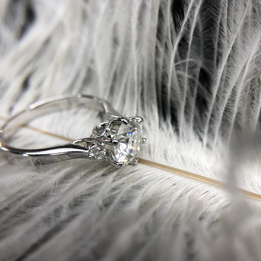 Натуральный Moissanite драгоценный камень Классический Простой 6 когти кольцо для девочки стерлингового серебра 925 хорошие Свадебные украшения