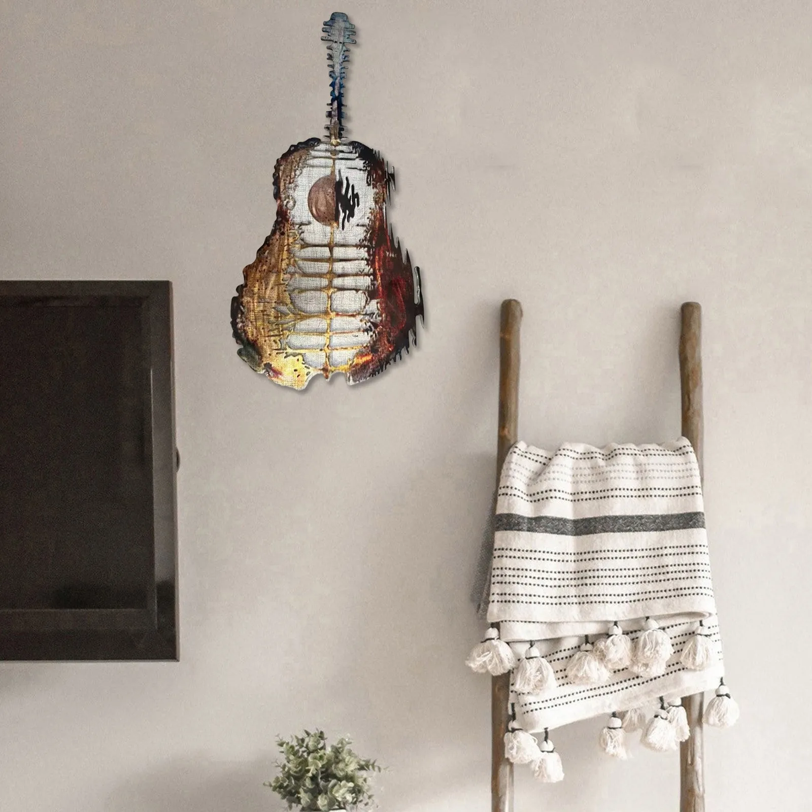 Абстрактная гитара металлическое искусство фотогитара внутренняя и наружная