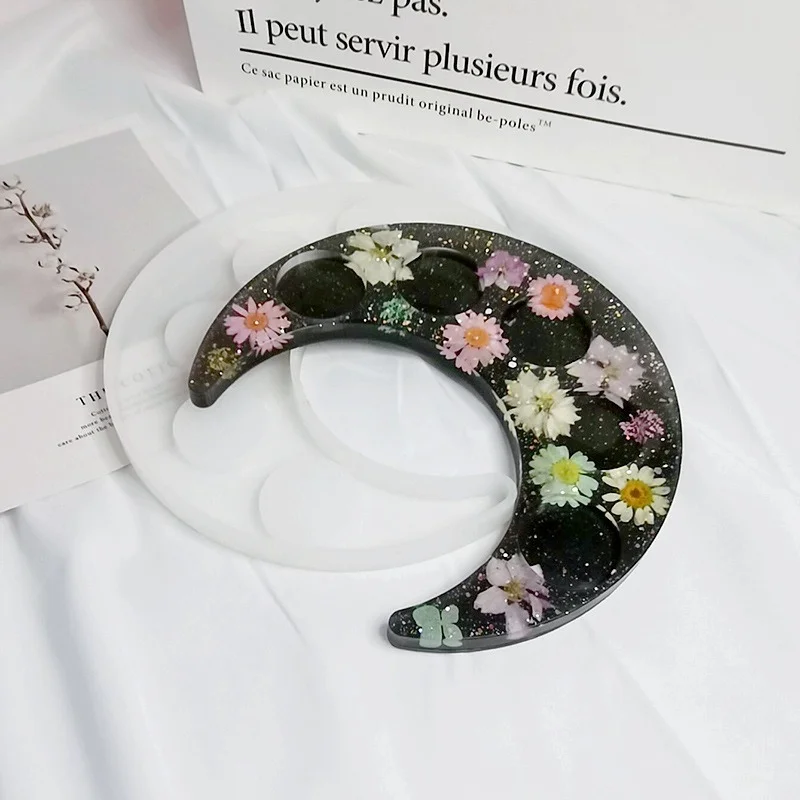 

Crystal Epoxy Silicone Mold Wine Glass Holder Moon Handle Tray Mirror Swing Table Resin Molds