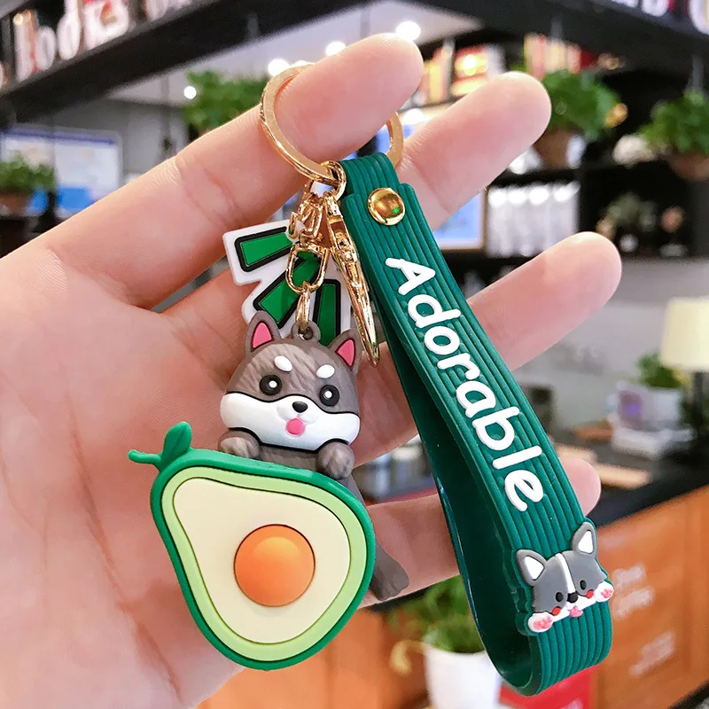 

Cute Cartoon Avocado Animal Keychain Kawaii Fruit Doll Gift Keyring Backpack Simulation Chlidren's Best Gift Key Accessories
