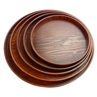 solid wood round plate tea fruit food bakery serving tray dishes platter plate lb88