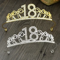 gold silver 18th birthday princess crown headband crystal wedding crown hairband hair headwear engagement party supplies