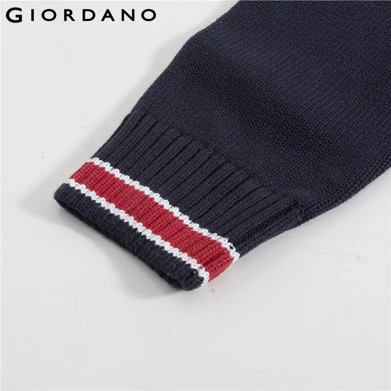

Giordano Men Sweaters Vneck Thick Cotton Contrast Vneck Sweater 7 Needle Knitting Warm Casual Pulover Masculino 01050813