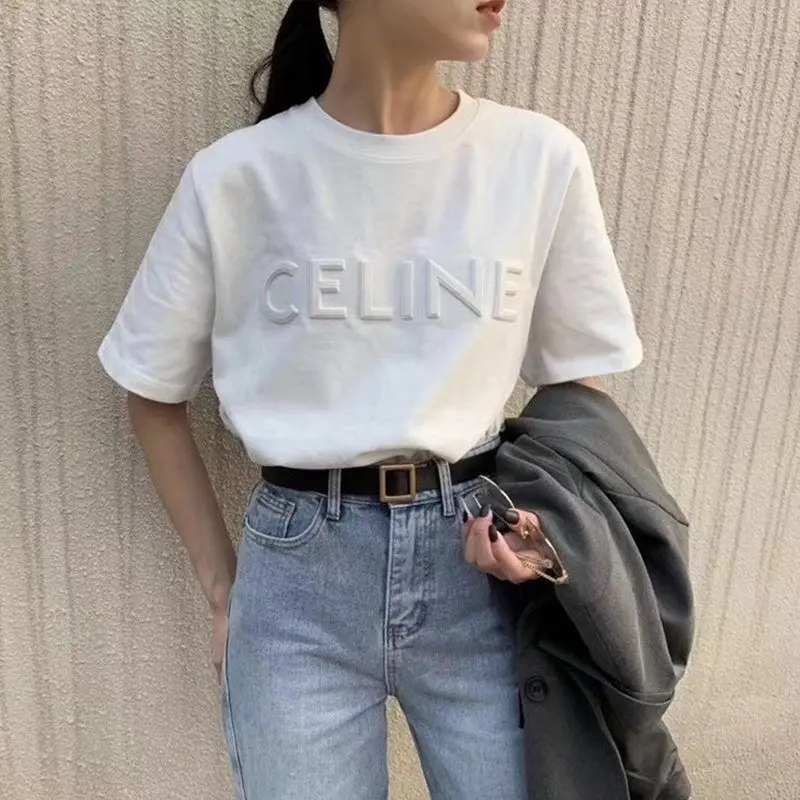 

Fashion Zaraing Woman 2021 Summer Short Sleeved T Shirt Women Cotton Korean Clothes Vintage Embroidery Tshirt Y2k 90s Tees Tops