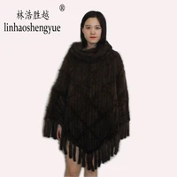 linhaoshengyue 2020 hot fashion women mink weave fur shawl