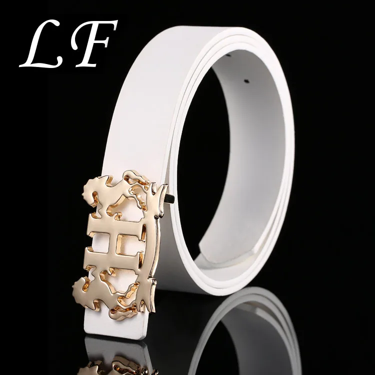 

Trend Belt Belt Wild Belt Zinc Alloy Buckle Letter Double Horse H Smooth Buckle Belt