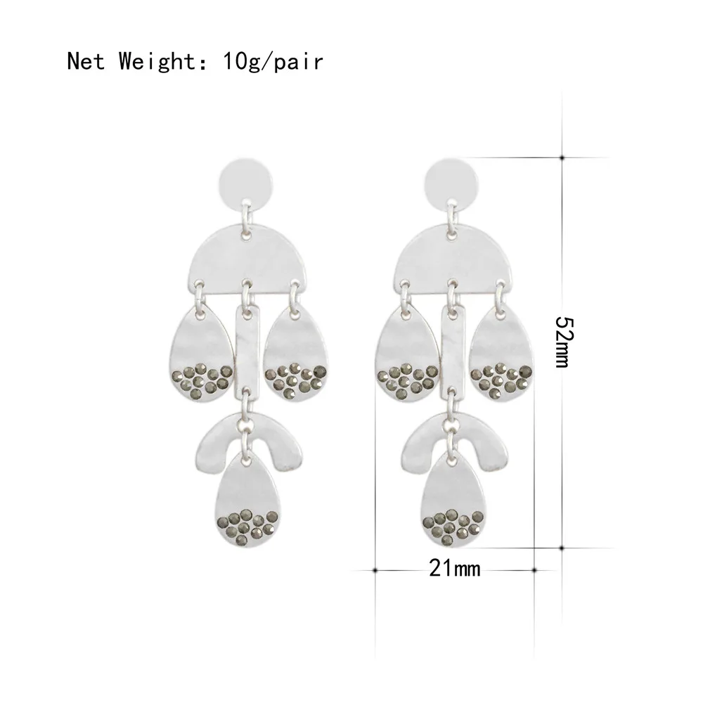 

New Arrival Retro Women Drop Earrings Rhodium Color Water Drop Shape Charm Earrings for Ethnic Women Fashion