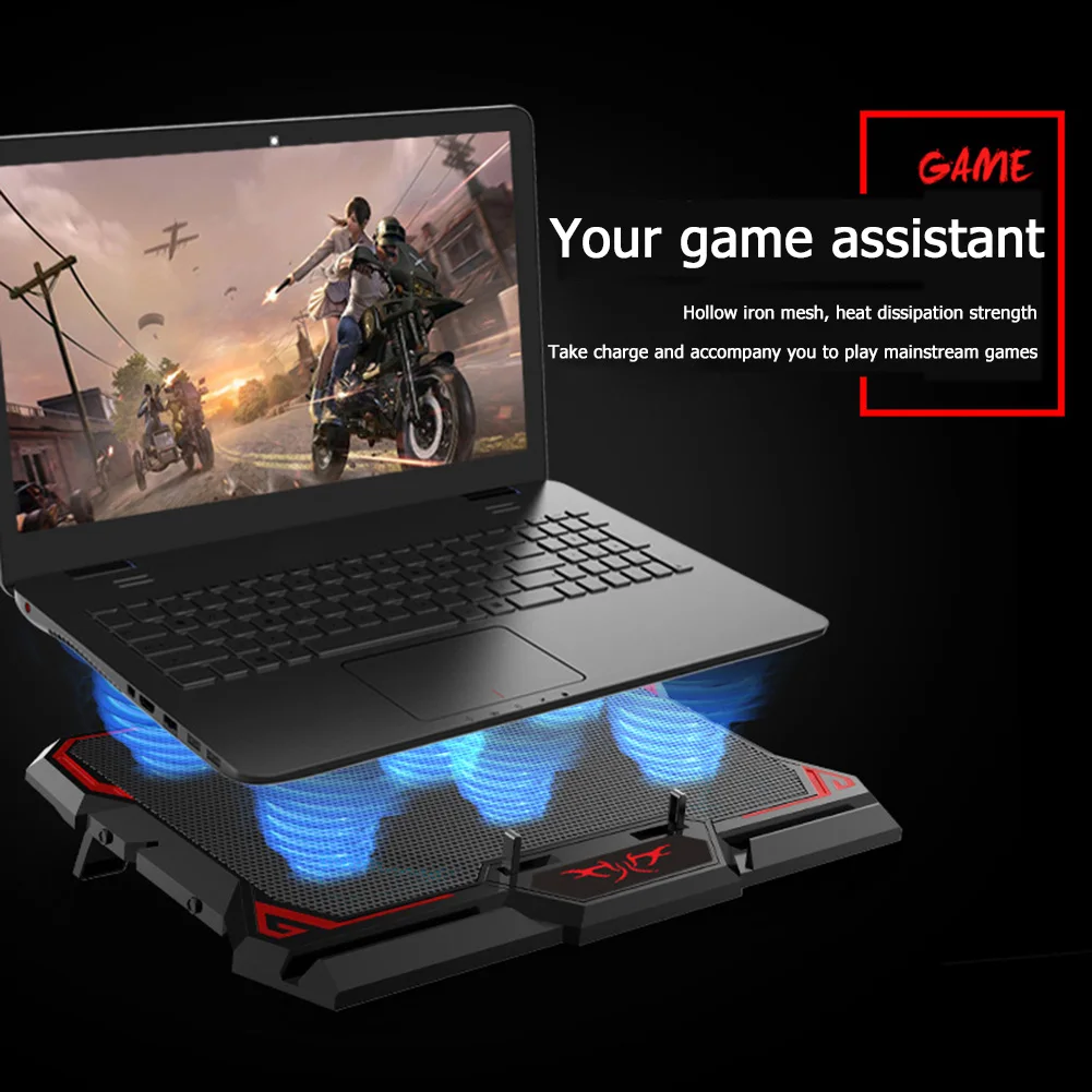 Gaming Laptop Cooler Portable USB Cooling Pad Stand with 6 Quiet LED Fan for 13-17 inch Notebook PC Accessories |