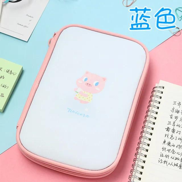 Sky Blue Kawaii пенал, школьный пенал для девочек и мальчиков, симпатичный карандаш, сумка, Большой корейский пенал, многоскладной пенал коробка, канцелярские принадлежности - Цвет: Sky Blue