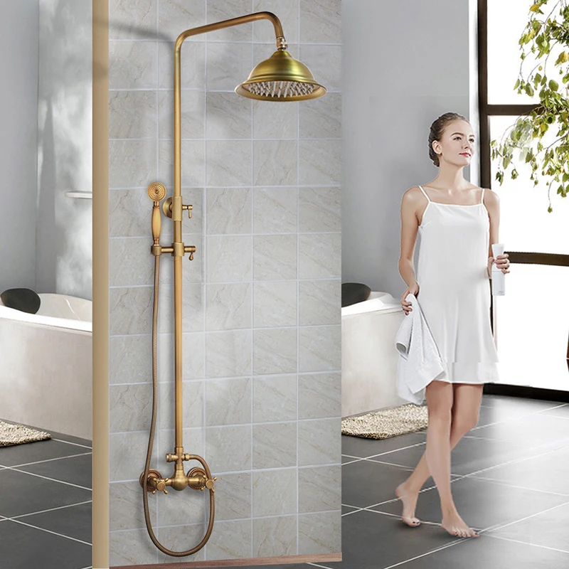 Torayvino Набор смесителей для душа ванной комнаты античный латунный кран bad dusche с