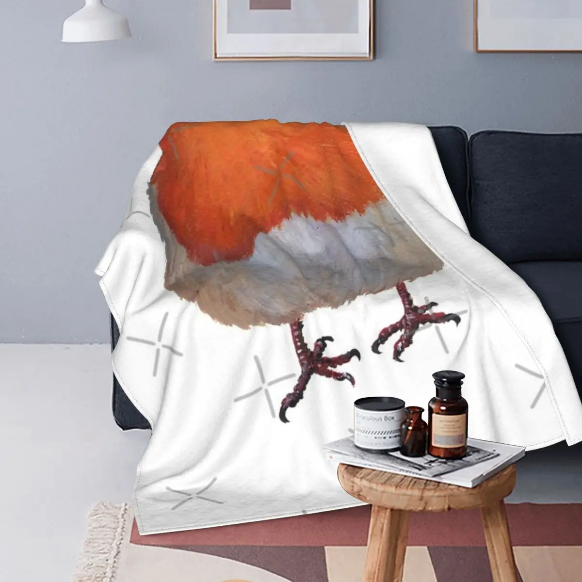 

Manta a cuadros para cama, cobertor de sofá de muselina, manta de lana, pickick, Robin Bird, inglés, 1