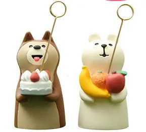 cake fruit card clip Мультяшная пара кошка Смола ремесло миниатюрные фигурки сказочные садовые украшения визитница настольные украшения для дома аксессуары - Цвет: cake fruit card clip