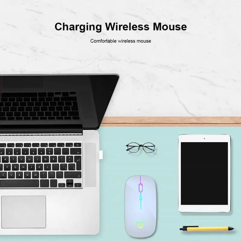Ультратонкая перезаряжаемая беспроводная мышь бесшумная USB оптическая игровая