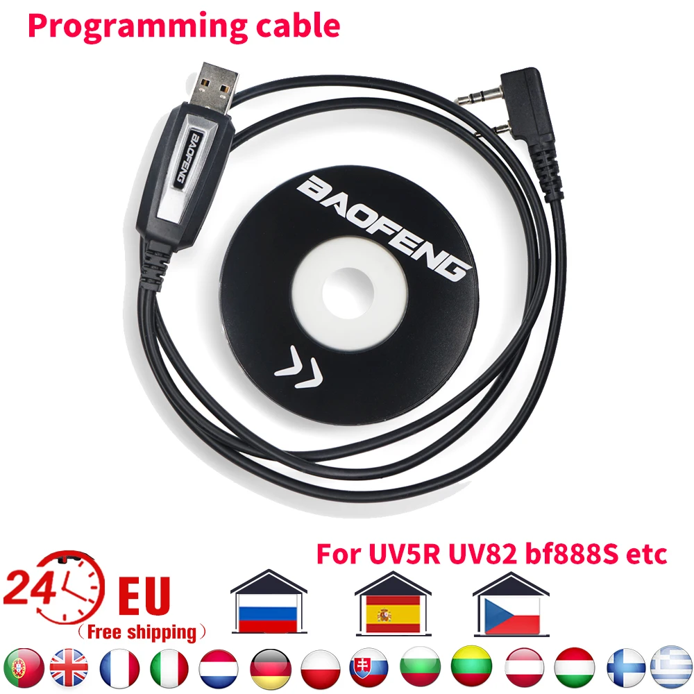 Оригинальный USB-кабель для программирования Baofeng с компакт-диском по UV-5R Pro UV 5R UV-82