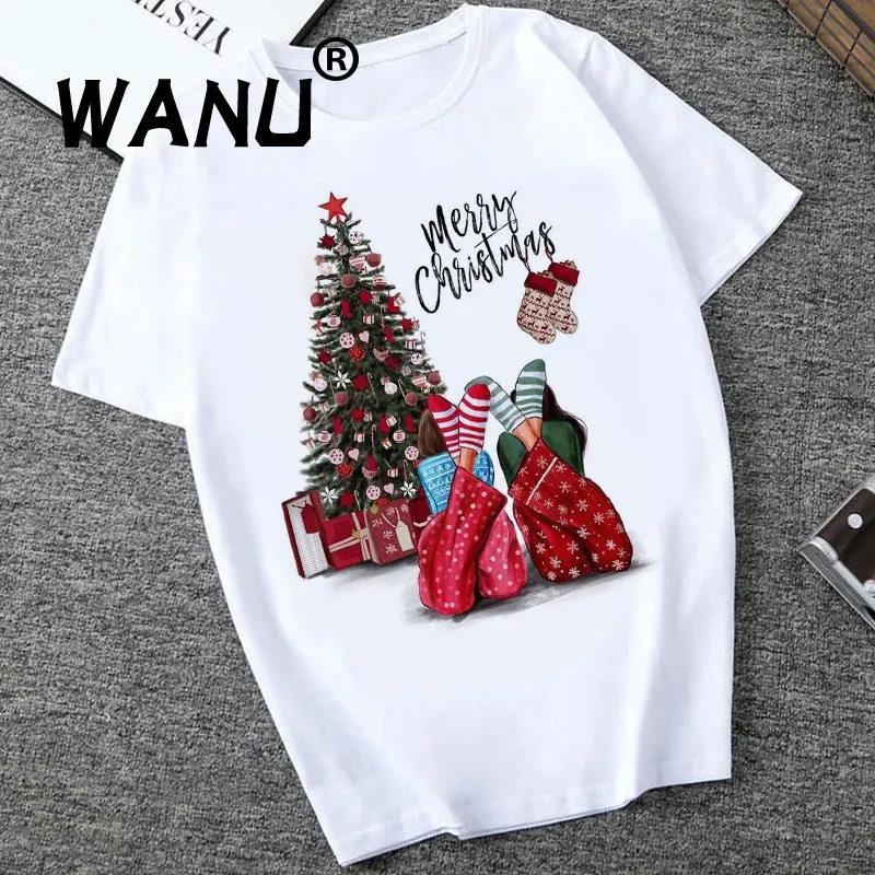 Женская футболка с рисунком леопарда и сосны на Рождество|Футболки| |