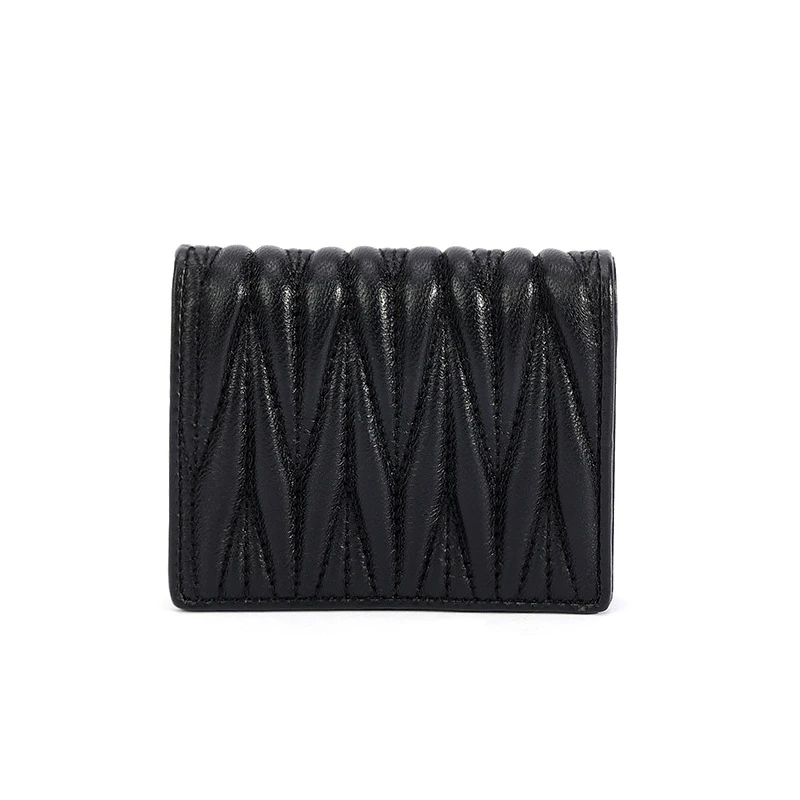 

Fashion Leather Series Exquisite Stitched Sheepskin Small Wallet for Women Daily Luxury Short Coin and Card Purse