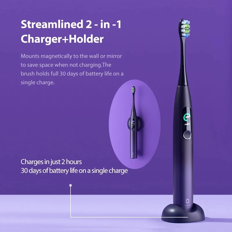 Зубная щетка Oclean X Pro ультразвуковая для взрослых IPX7 2 в 1 держатель зарядного