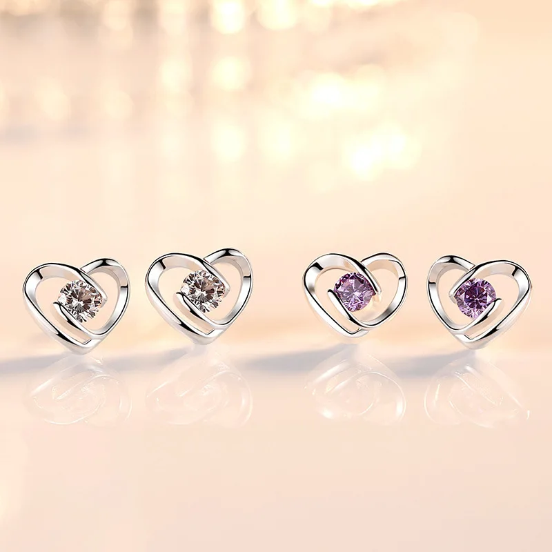 

E236 Simple Original Ear Jewelry 925 Silver Female Earrings Fashion Korean Love Heart Earrings Female Factory