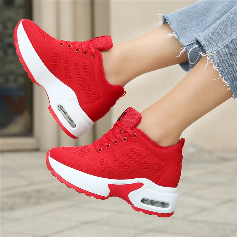 Classic Winter Sneakers Women Air Cushion Winter Shoes Girls Warm Fur Sports Shoes Casual Female Increasing Zapatillas Mujer