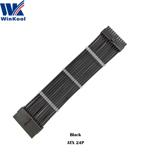 WinKool ATX MB 24PIN разъем-штекер 24P 18AWG Удлинительный шнур питания/кабель с черным, белым, синим, красным оплеткой