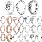 Оригинальное кольцо из стерлингового серебра 925 пробы сверкающие маргаритки, цветочные кольца Корона женские обручальные ювелирные изделия