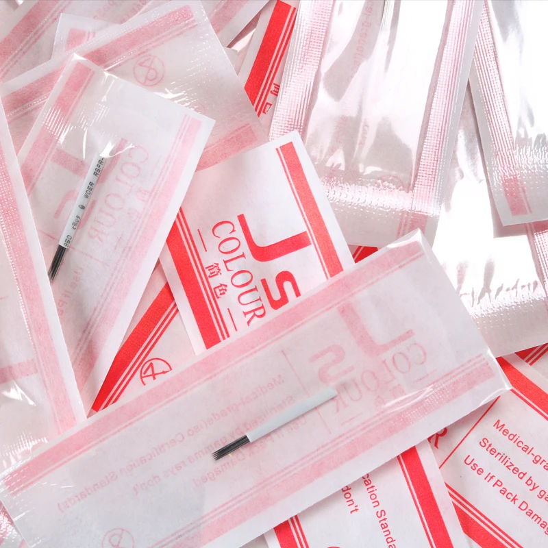 50 PCS 17 Round Pin Permanent Makeup Eyebrow Tatoo Blade Microblading Needles 17R For 3D Embroidery Manual Tattoo Pen-B0 | Красота и
