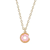 new couple necklace children boy girl birthday gift cute donut pendant alloy metal ladies choker fashion female jewelry