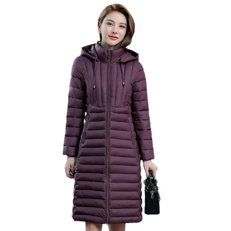 

light cotton padded women's medium and long jacket slim waist middle-aged down cotton padded warm coat