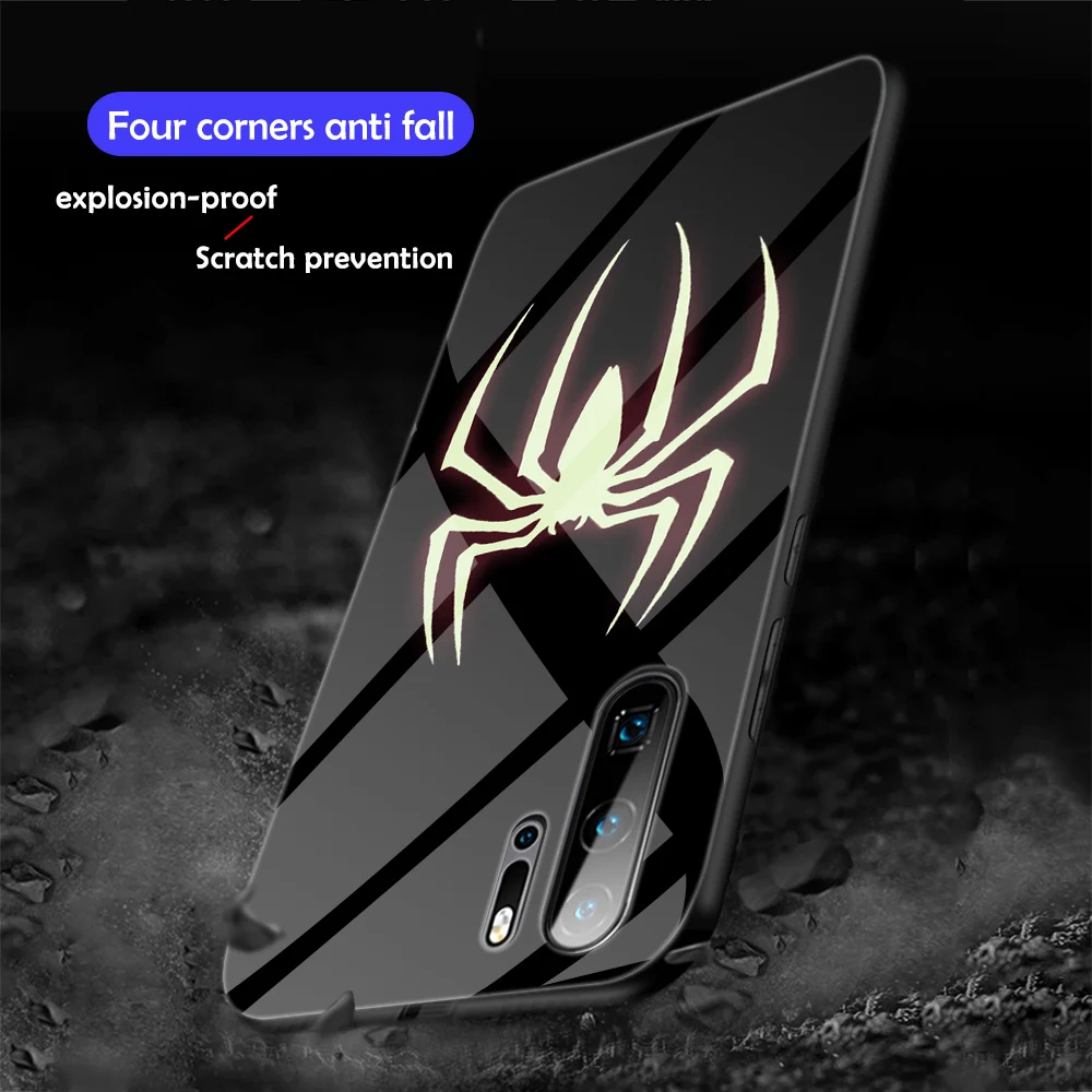 Стекло со свечением чехол для Huawei P30 P20 P10 Pro P Smart Plus Lite 2019 Z Honor 20 20i 20S 10 10i 9 7A 9X Marvel |