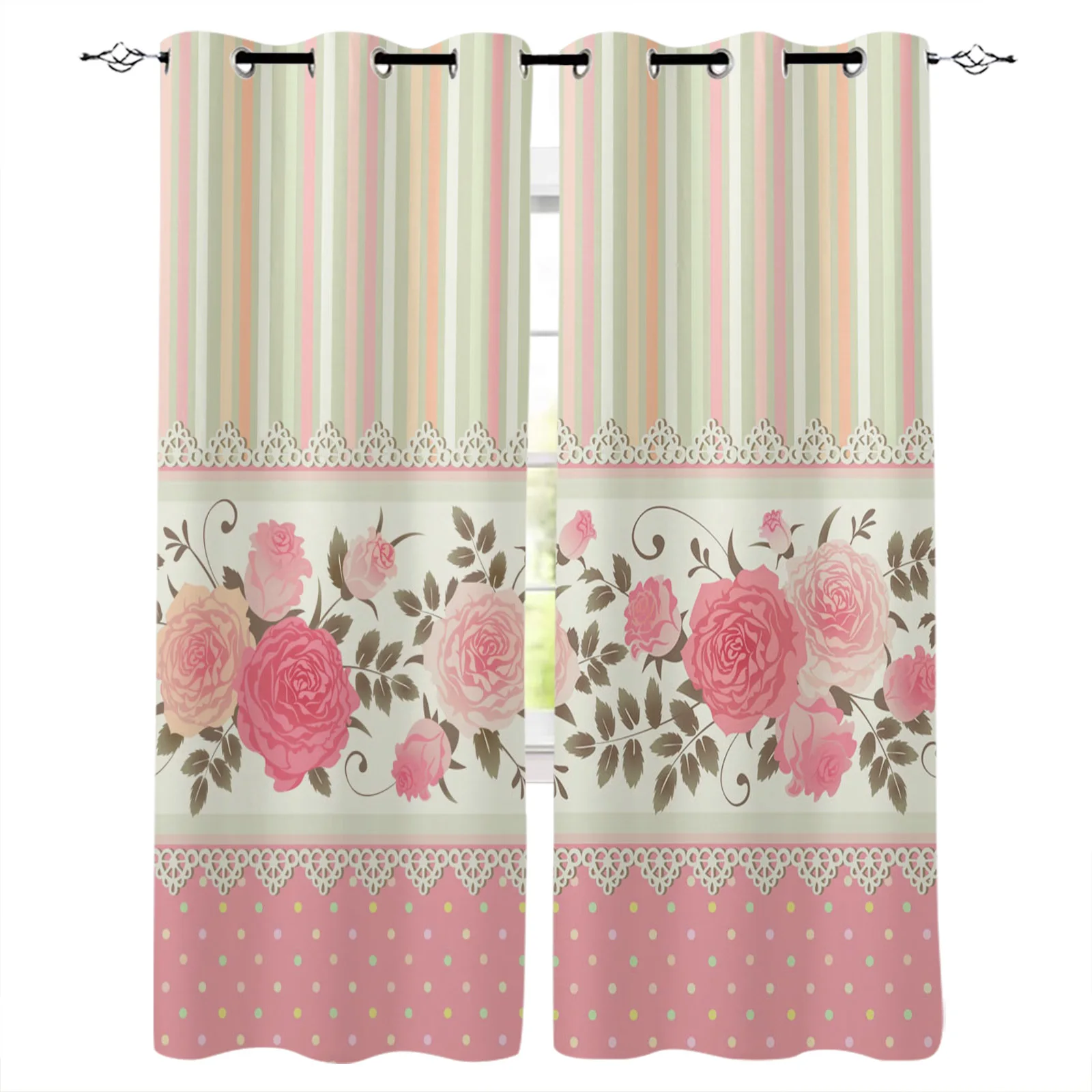 

Светонепроницаемые шторы с розовыми цветами в полоску для гостиной, современные затеняющие Оконные Занавески для детской, спальни, кухни