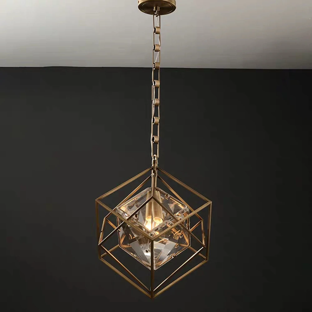 

American style gold crystal chandelier copper lamp AC110V 220v luxury hallway light fixtures