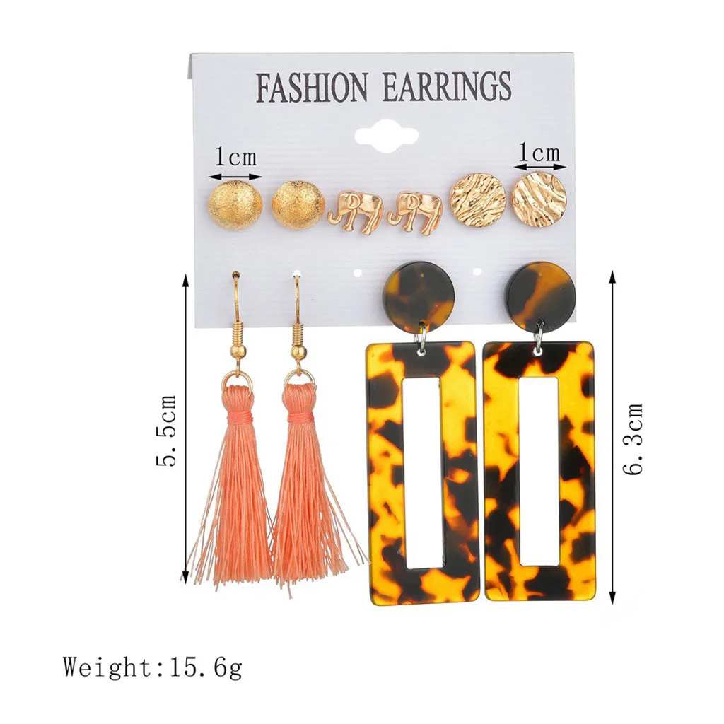 5 пар модных золотых цветов серьга геометрической формы креативные Модные