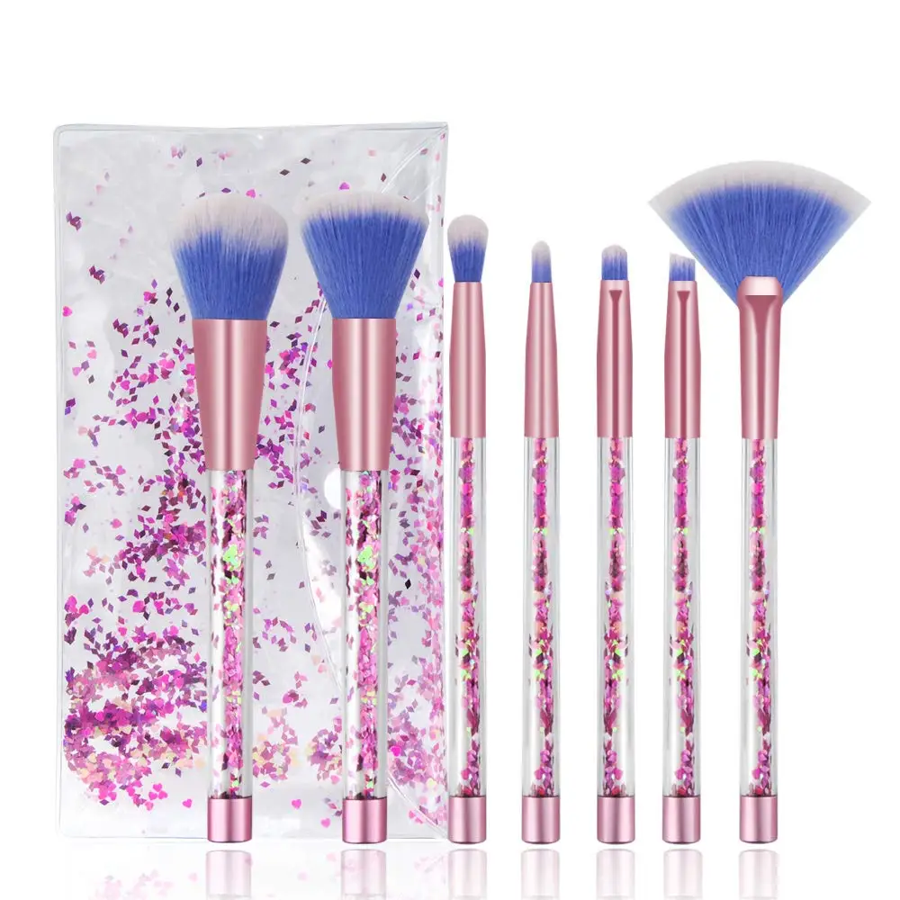 

7PCS Glitter Quicksand Handle Makeup Brush Set for Foundation Powder Blush Eyeshadow with Case Beautiful Cosmetic Brushes