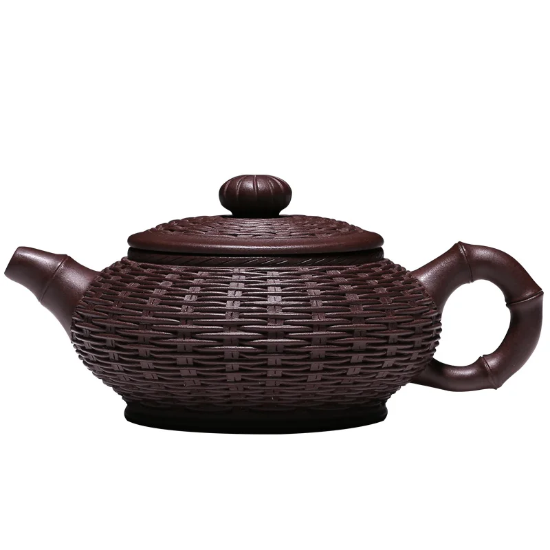 

of yixing masters all pure manual recommended high-capacity teapot tea undressed ore old bamboo weaving purple clay pot