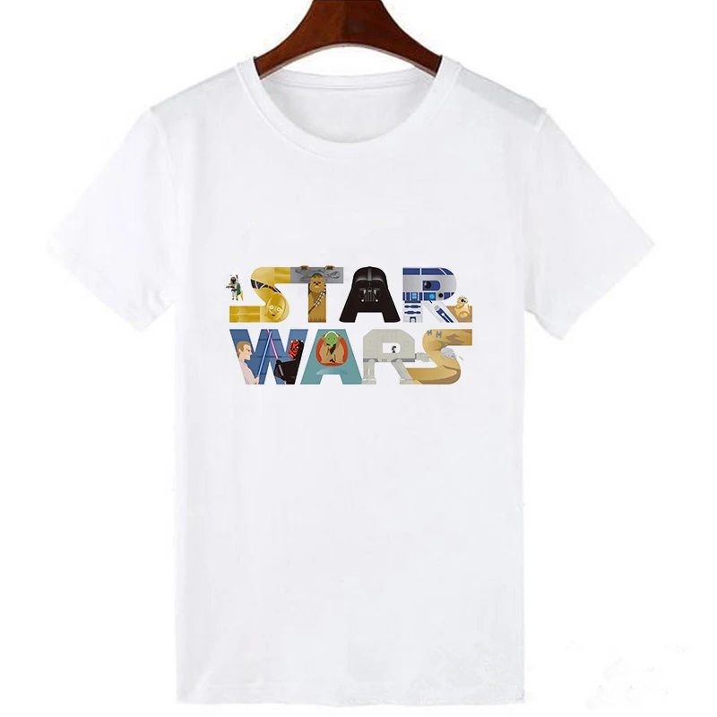 19bk309-white Oversized T Shirt Funny Tops Jedi Anime Print Short Sleeve Harajuku Summer Top Star Wars Women T-shirt Plus Size Women - Цвет: 19bk309-white