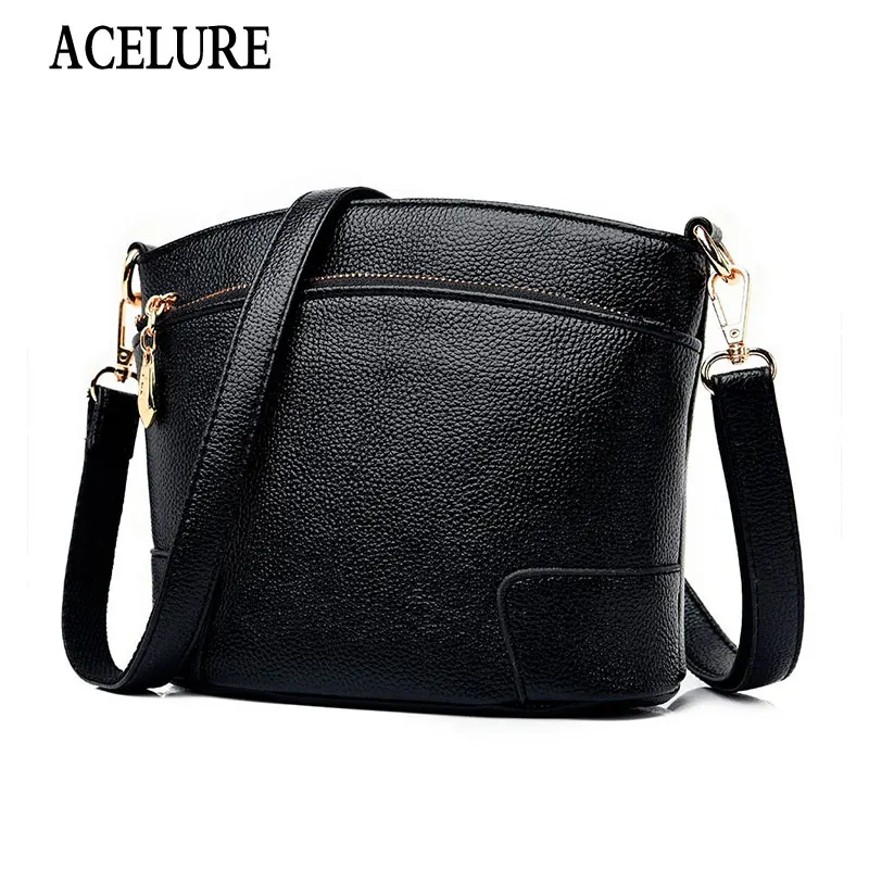 

ACELURE Women PU Leather Crossbody Bags Ladies Shopping Travel Bag Fashion Zipper Satchels Solid Color Shoulder Bags for Female