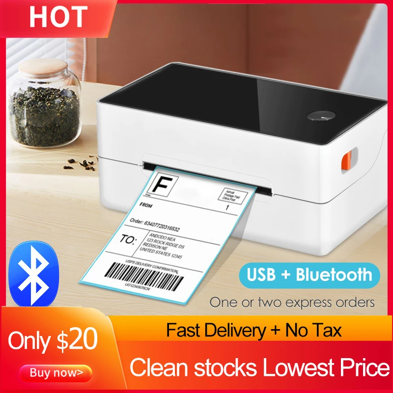 

Thermal Label Printer for Shipping Packages High Speed Printing Shipping Label Printer Machine Compatible for Windows Bluetooth