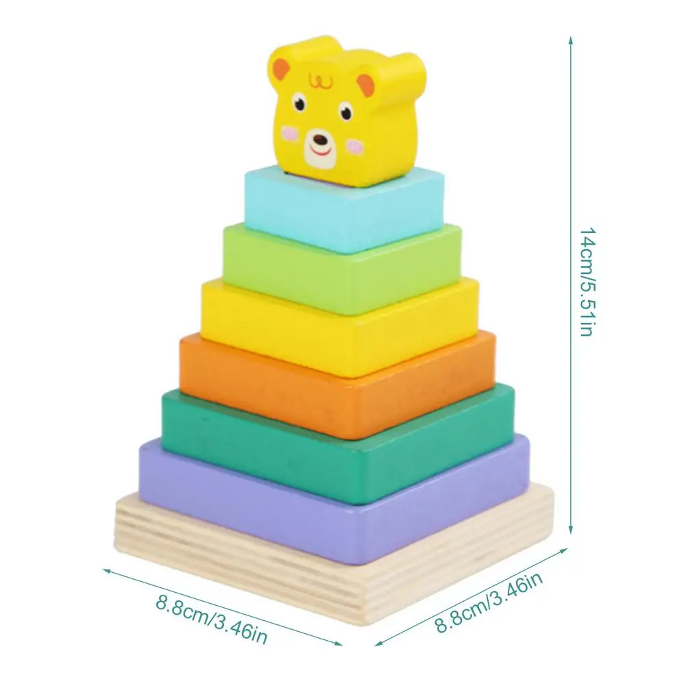 

Animal Bear Stacker Toddler Learning Toys Kids Wooden Stacking Toys Wooden Puzzle Toy Building Blocks Educational Preschool Gift