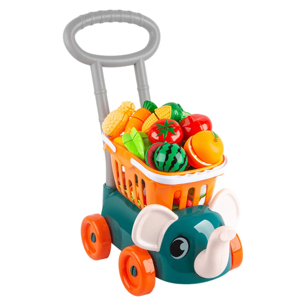 

Funny Supermarket Shopping Cart With Vegetable Fruit Playing Learning Toy